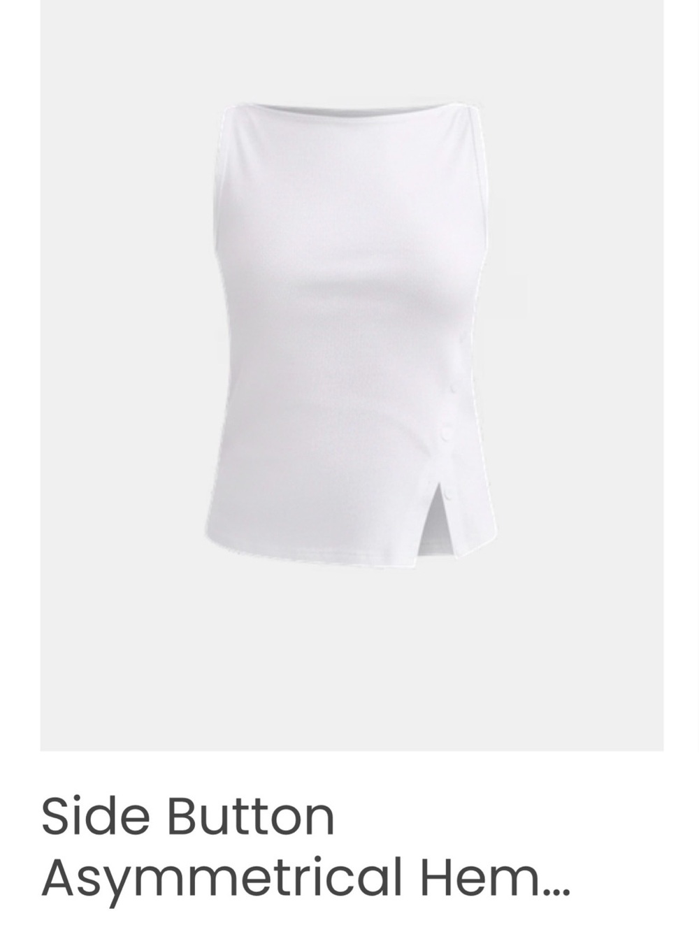 LOFT White Sleeveless Tank with Side Button & Asymmetrical Hem